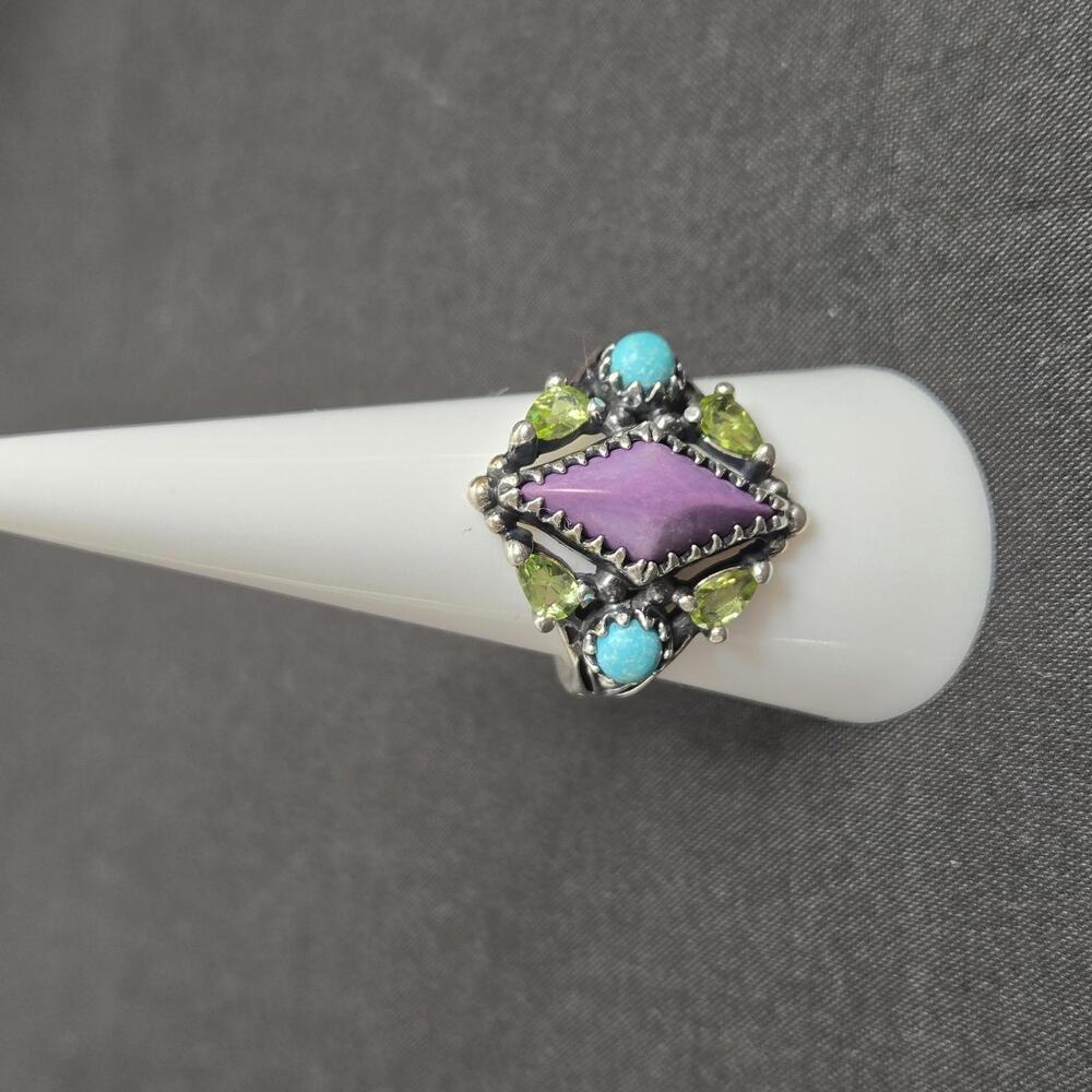 Carolyn Pollack American West Purple Charoite Cabochon Peridot Turquoise Ring 9